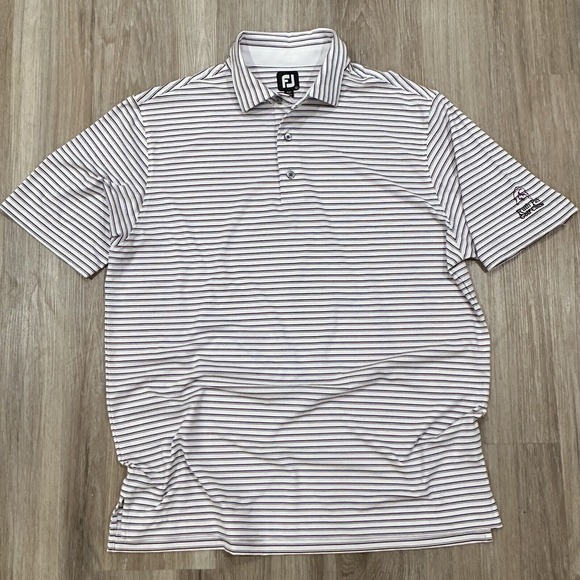 FootJoy Polo Shirt Mens XL Purple Stripe Lightweight Logo Ruth Park‎ Golf Course - Picture 1 of 9